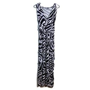 Jennifer Lopez White Purple Black Zebra Print Maxi Dress